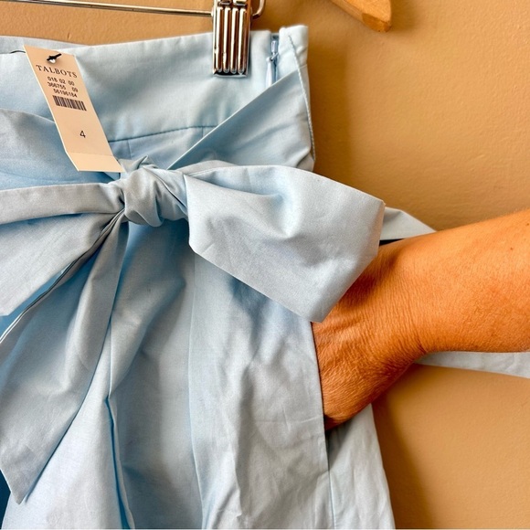 Talbot's Poplin Fit Flare Skirt Scenic Riviera Sash Belt Midi Beach Print 4 NWT - Picture 8 of 11